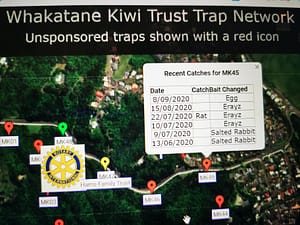 Pest traps map for Whakatane Kiwi Trust